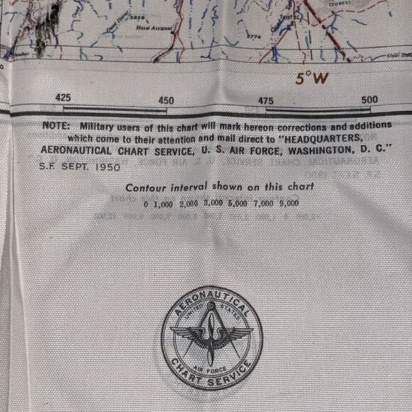 US Air Force Aeronautical Chart Service Cloth Map 1950 CL300 E & W Mediterranean - Picture 4 of 10